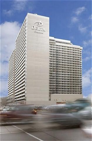 Delta Chelsea Hotel external view of tall grey building